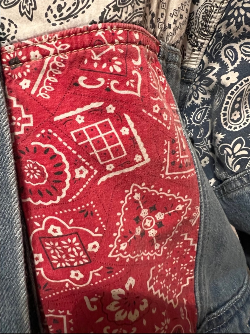 DRIFTWOOD Patchwork Bandana Denim Jacket - Blue & Red - Picture 5 of 5